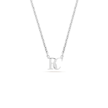 Mini Double Initial Necklace (Silver)