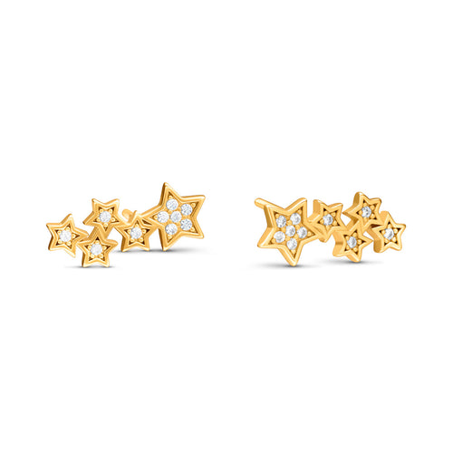 Moon and Back Star Climber Earrings (Gold)