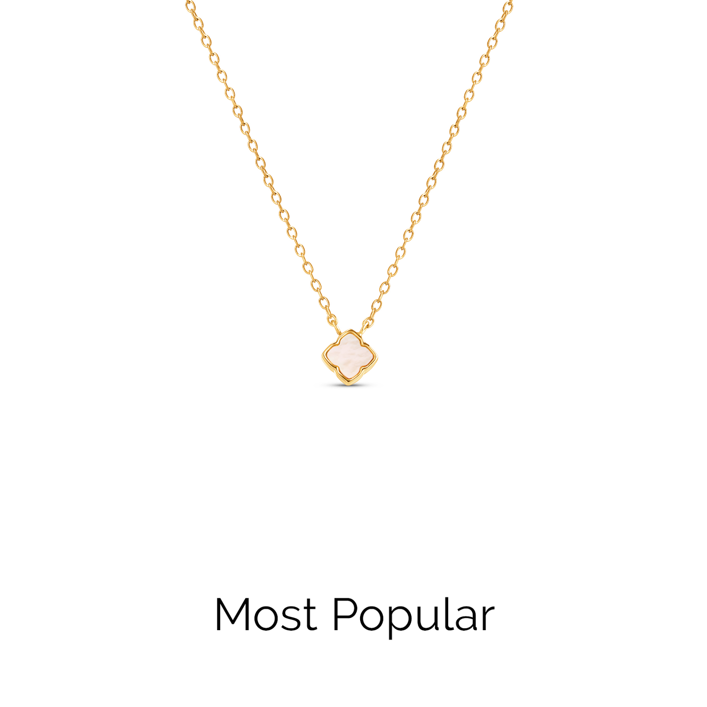 Fine Mini Pearl Clover Necklace (Gold)