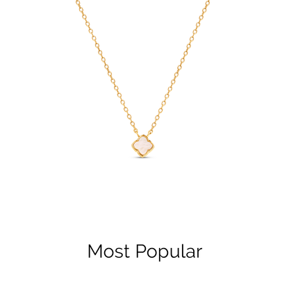 Fine Mini Pearl Clover Necklace (Gold)
