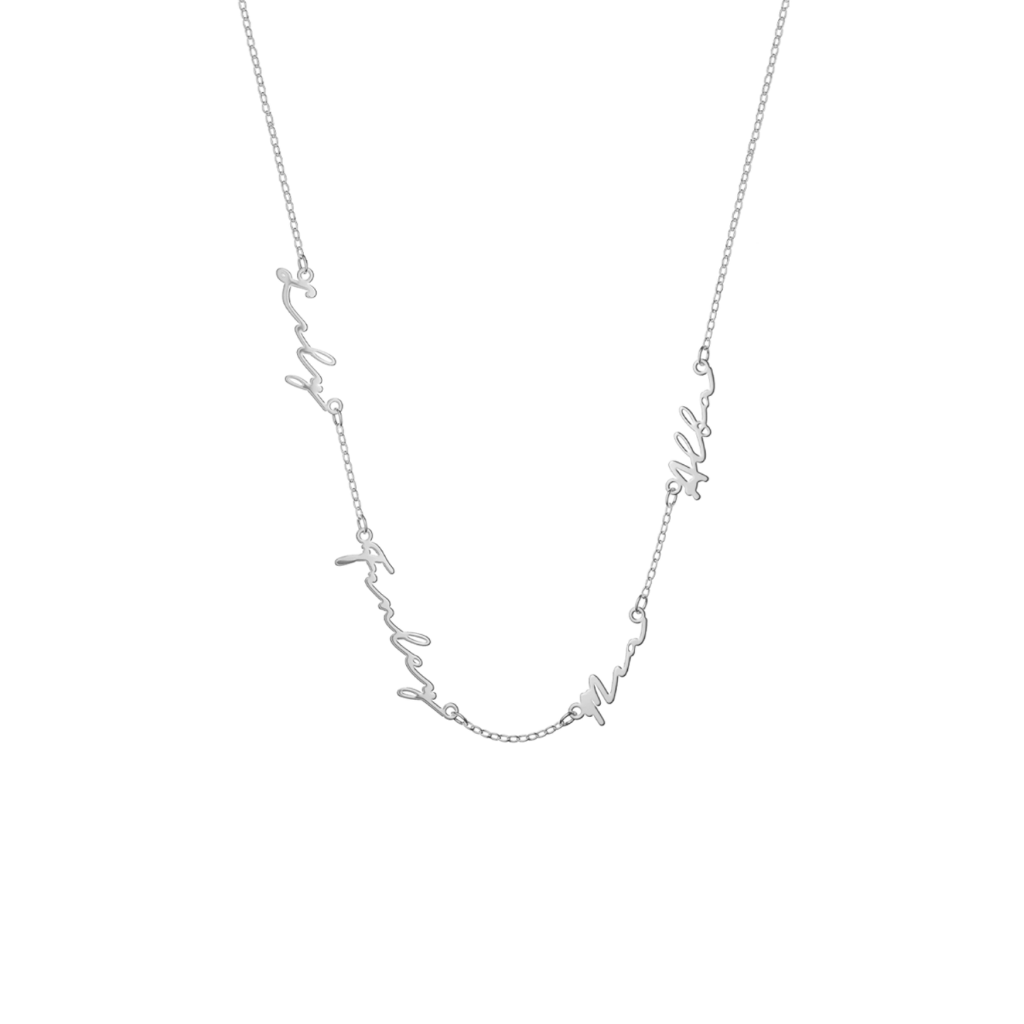 Fine Multi Signature Name Necklace (Silver)