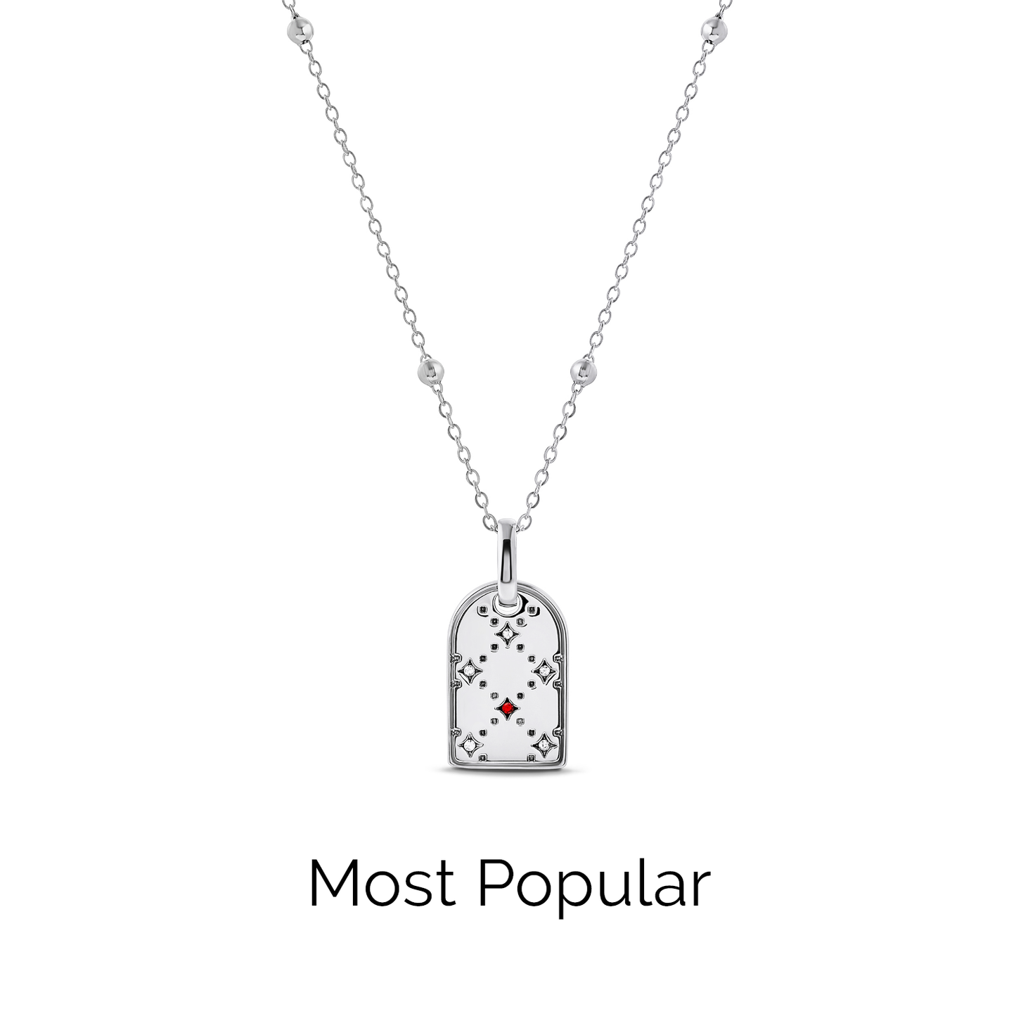 Mini Monogram Birthstone Tag Necklace (Silver)