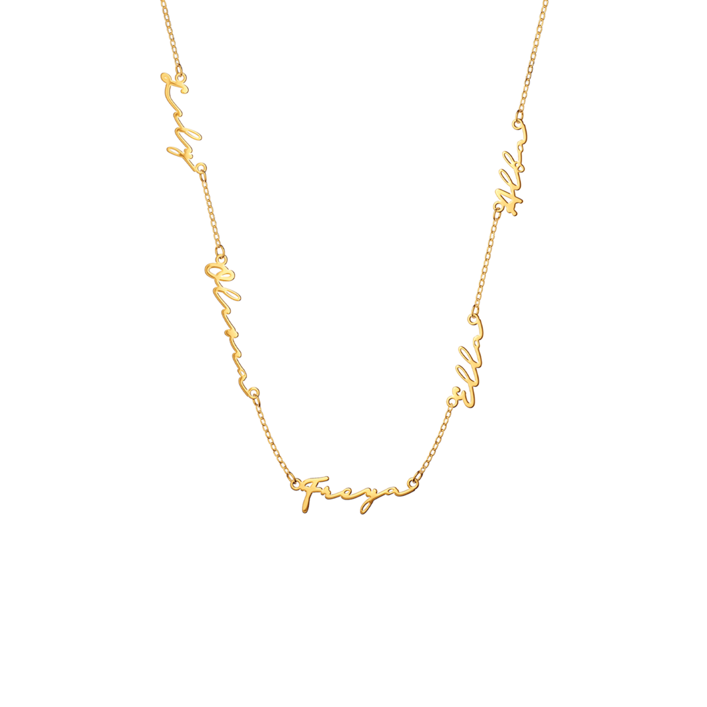 Fine Multi Signature Name Necklace (Gold)