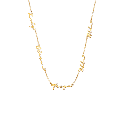 Fine Multi Signature Name Necklace (Gold)