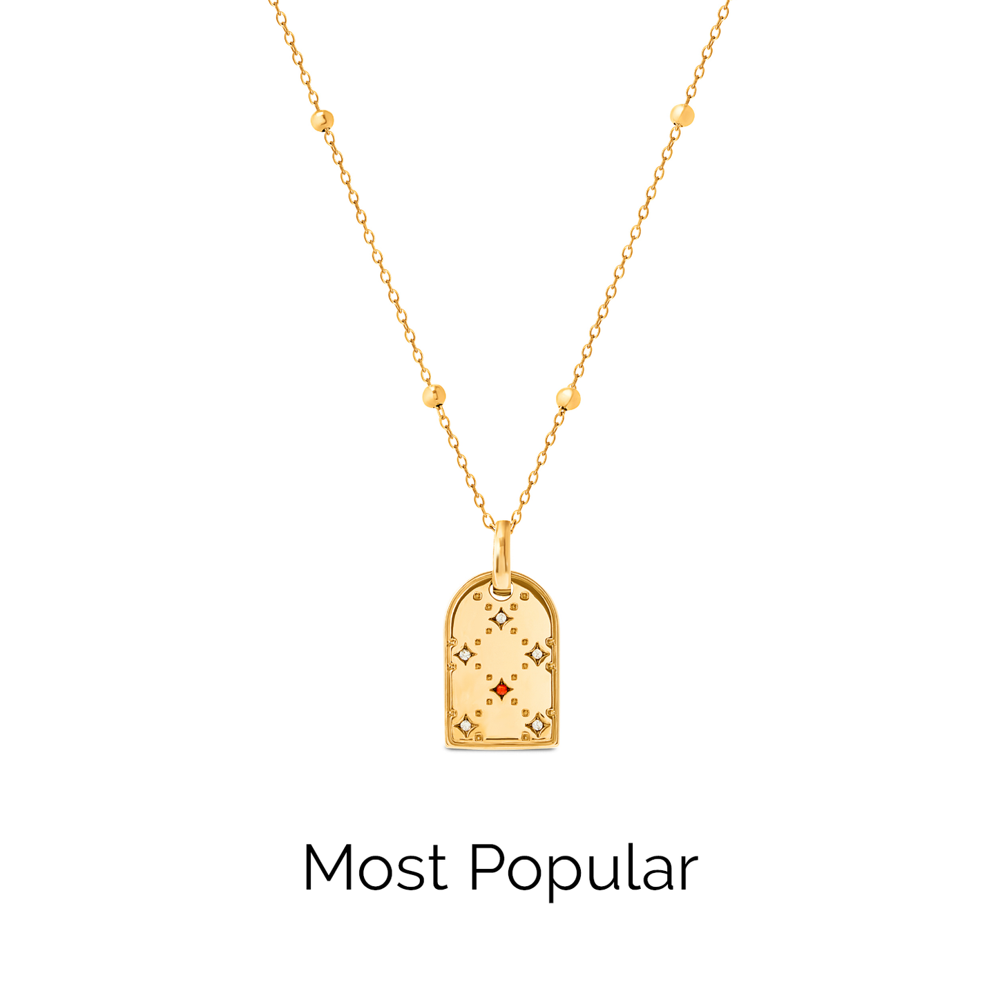 Mini Monogram Birthstone Tag Necklace (Gold)