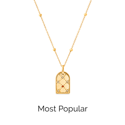 Mini Monogram Birthstone Tag Necklace (Gold)