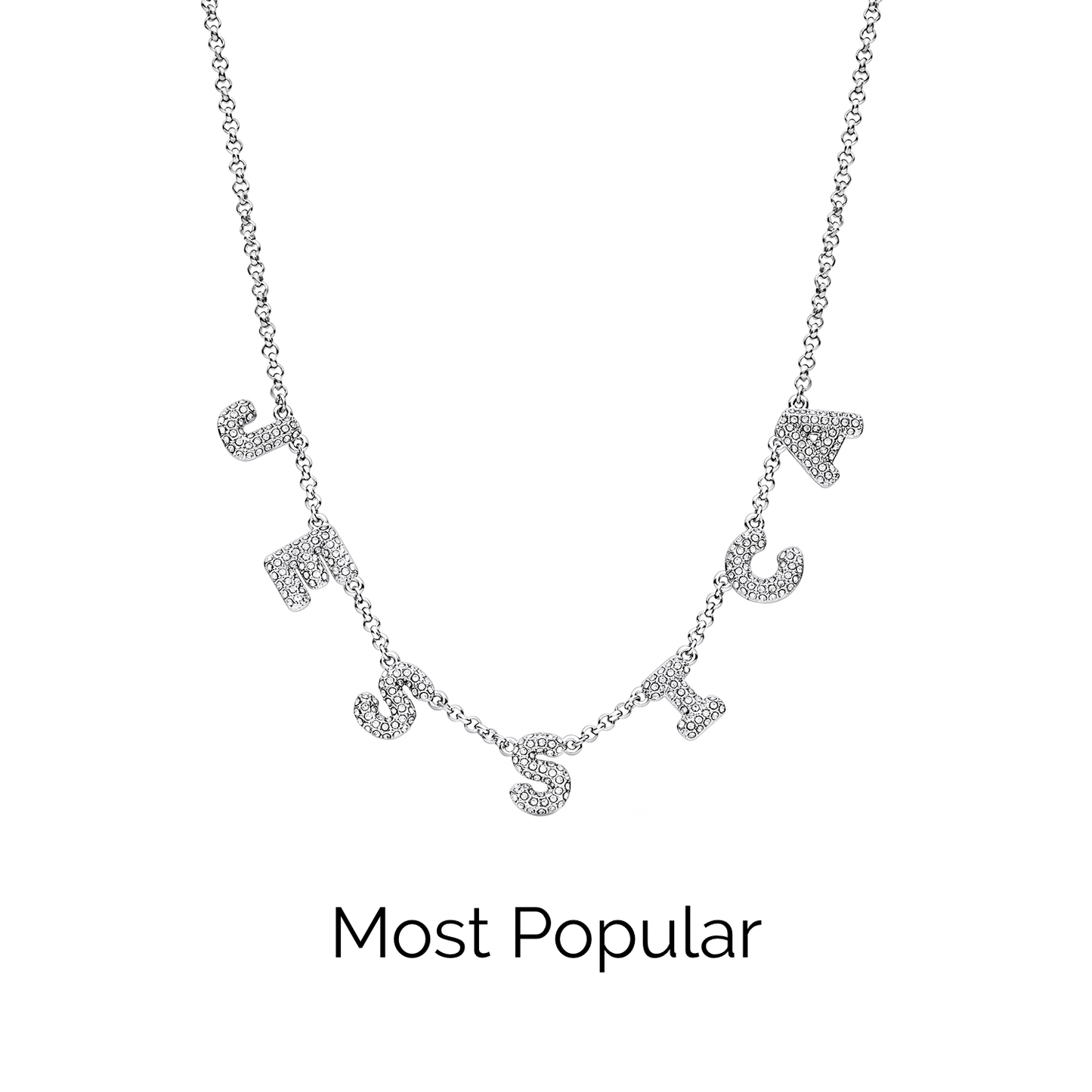 Spotlight Pave Bubble Name Necklace (Silver)