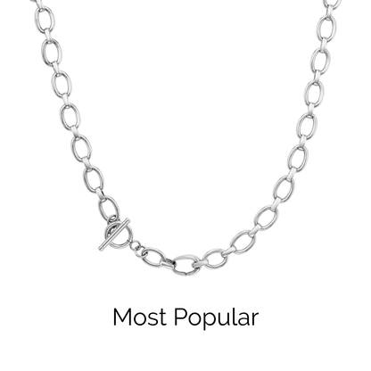 Layering Oval Link Chain Necklace (Silver)