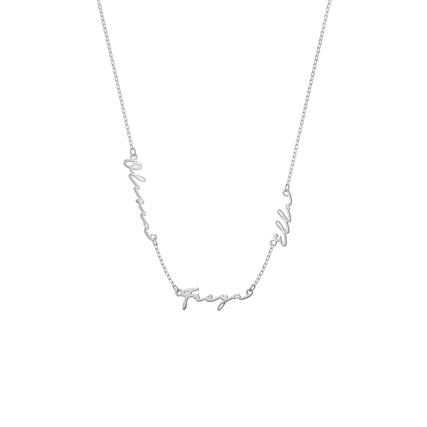 Multi Signature Name Necklace (Silver)