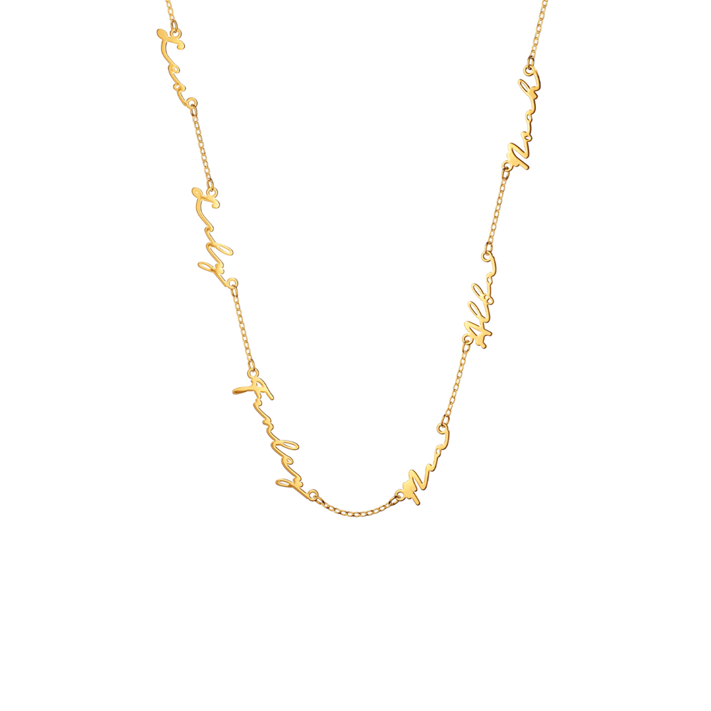 Fine Multi Signature Name Necklace (Gold)