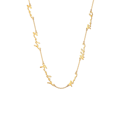 Fine Multi Signature Name Necklace (Gold)