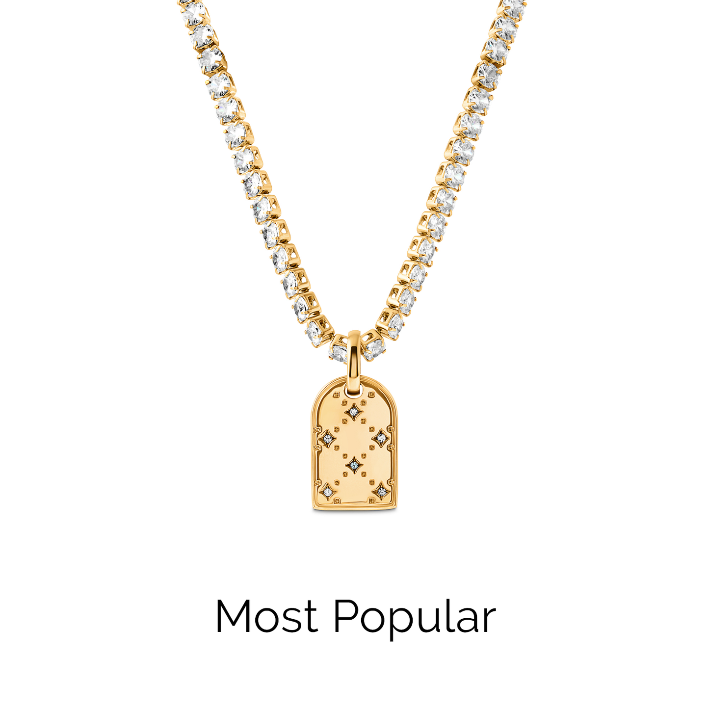 Mini Monogram Birthstone Tag Necklace (Gold)