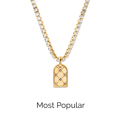 Mini Monogram Birthstone Tag Necklace (Gold)