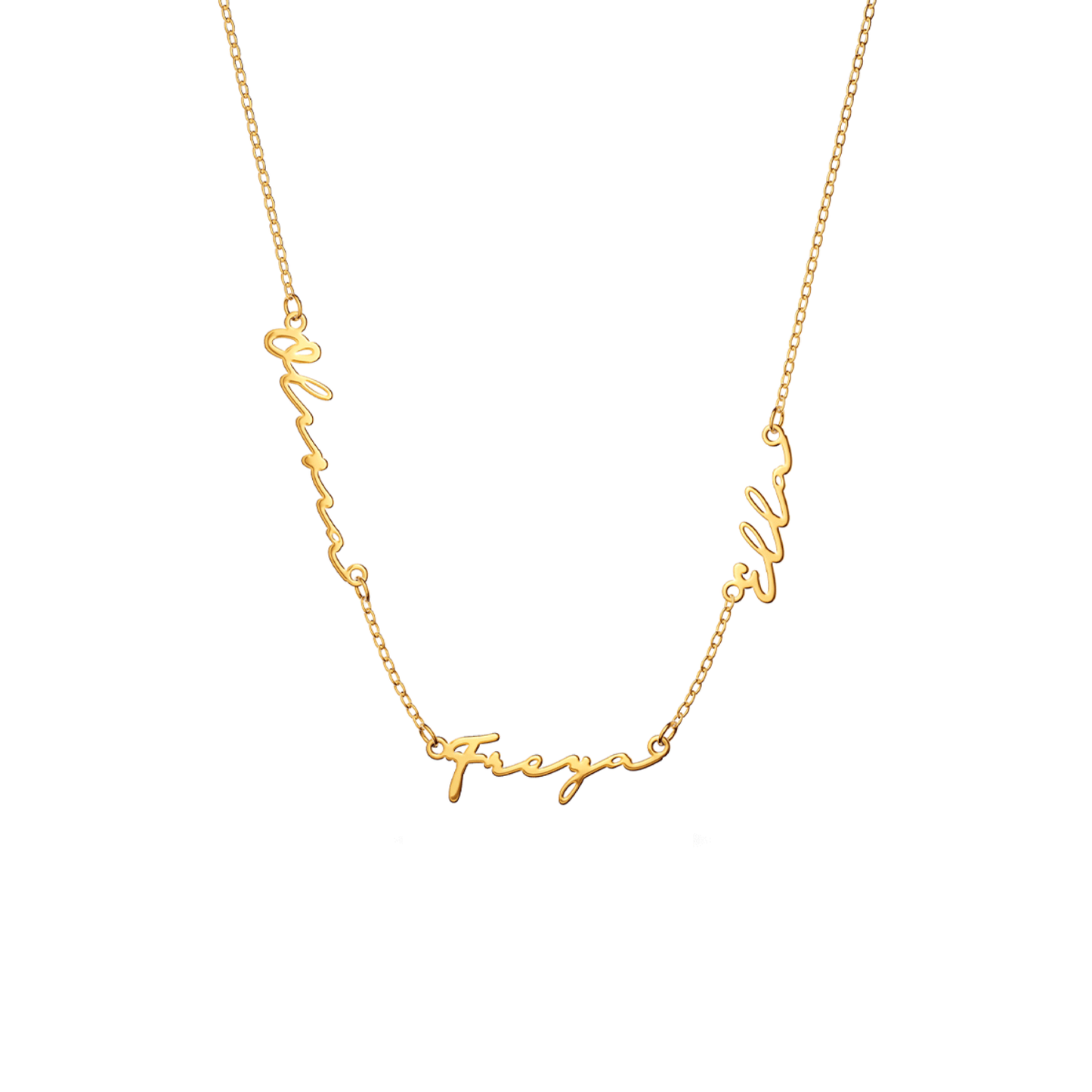 Fine Multi Signature Name Necklace (Gold)