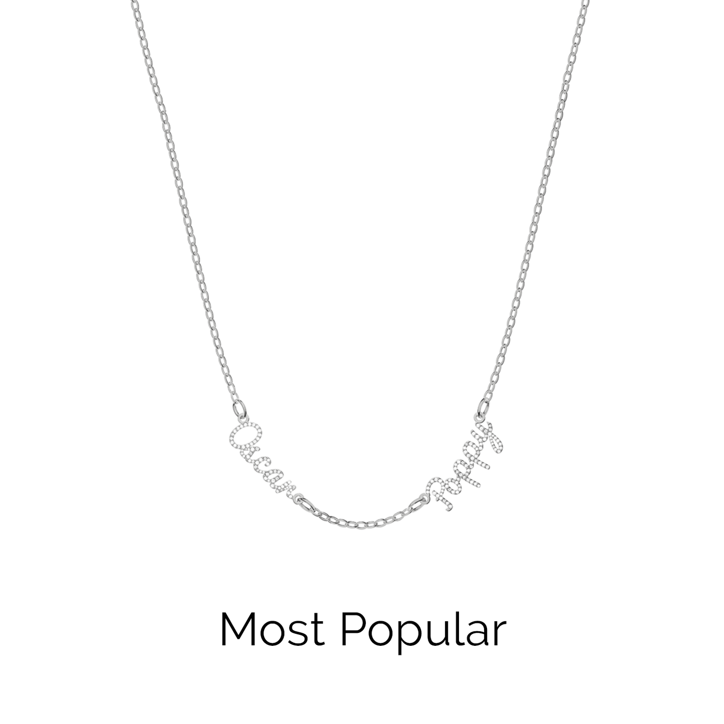 Multi Crystal Cursive Name Necklace (Silver)