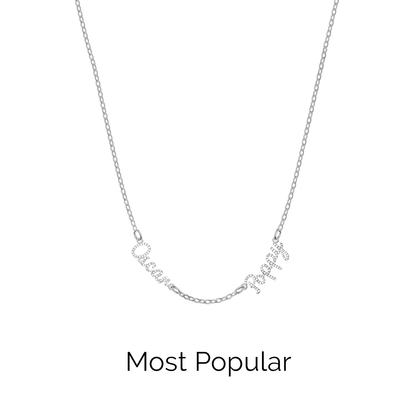 Multi Crystal Cursive Name Necklace (Silver)