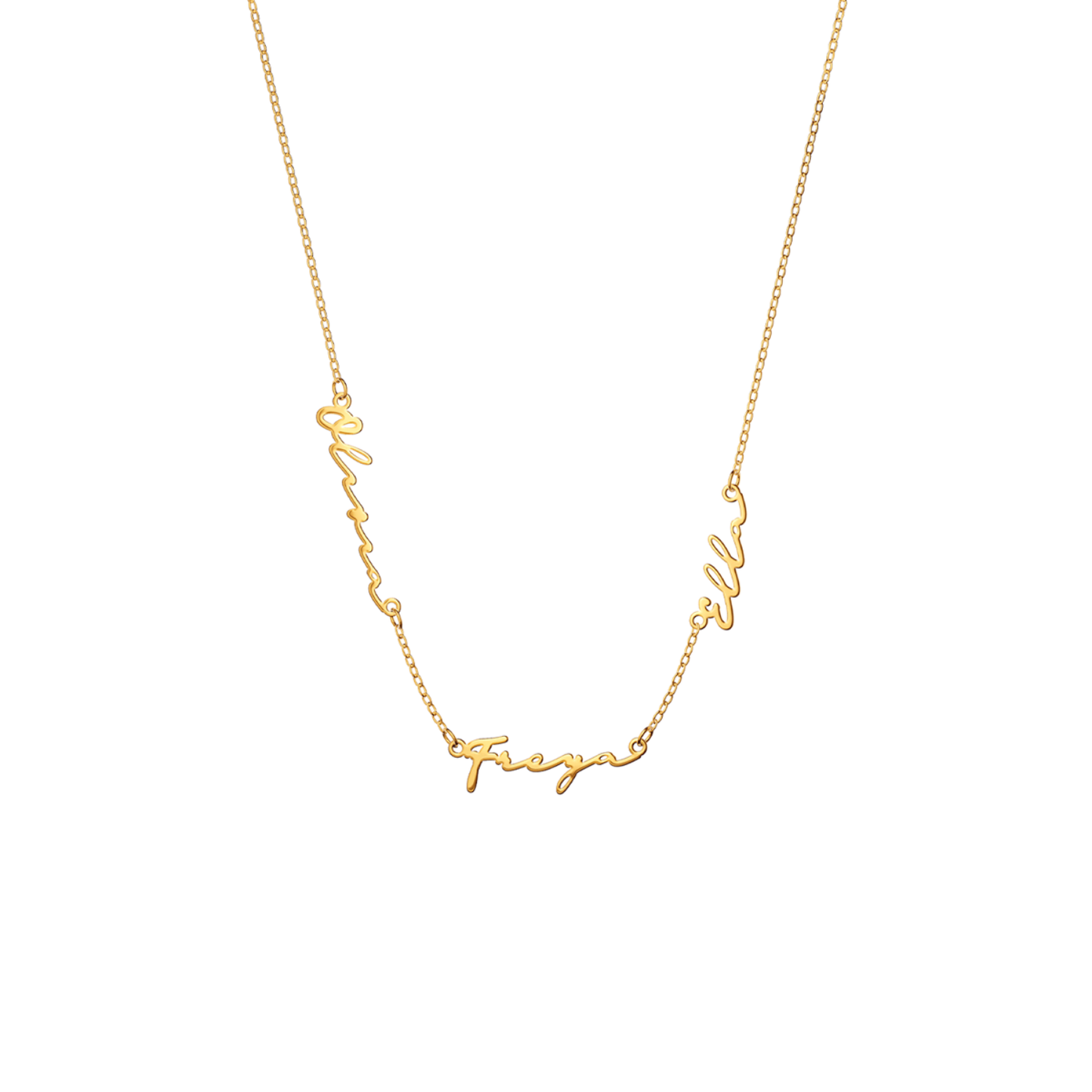 Fine Multi Signature Name Necklace (Gold)