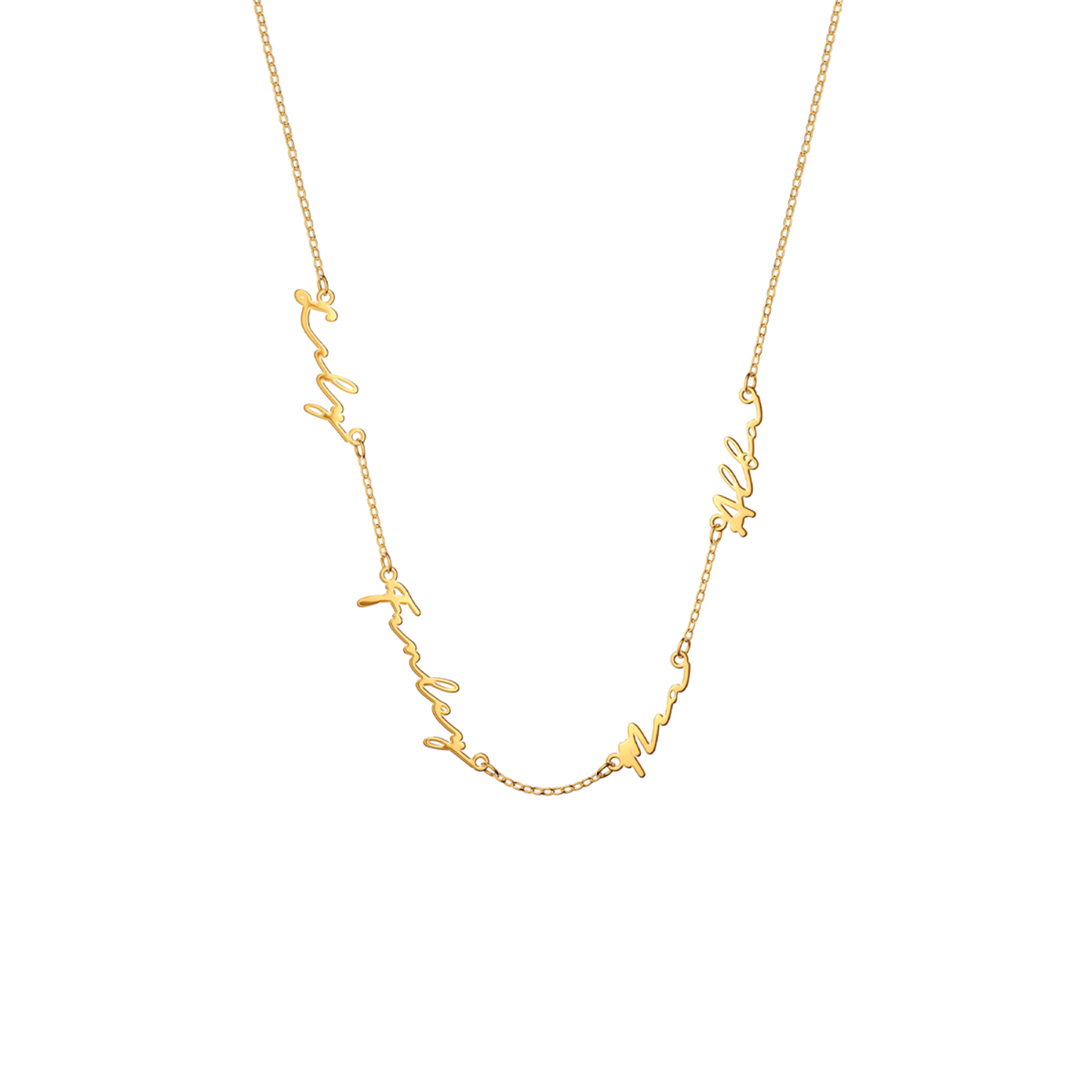 Fine Multi Signature Name Necklace (Gold)