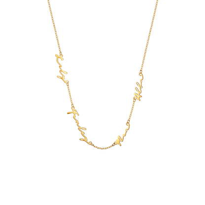 Fine Multi Signature Name Necklace (Gold)