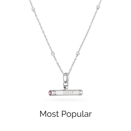 Custom Stamped T-Bar Necklace (Silver)