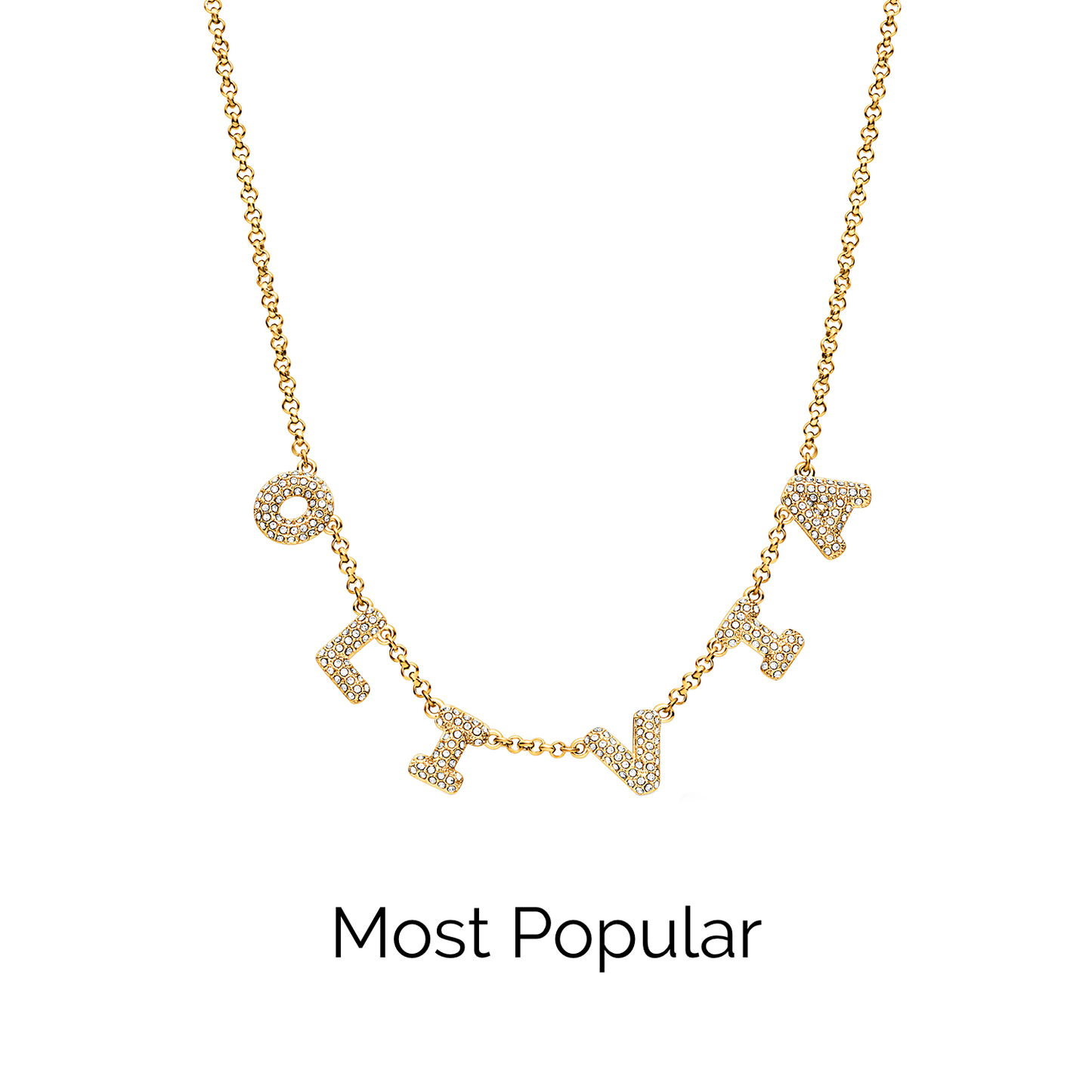 Spotlight Pave Bubble Name Necklace (Gold)