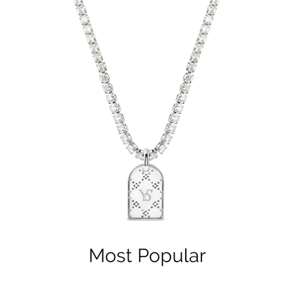 Double Monogram Necklace (Silver)