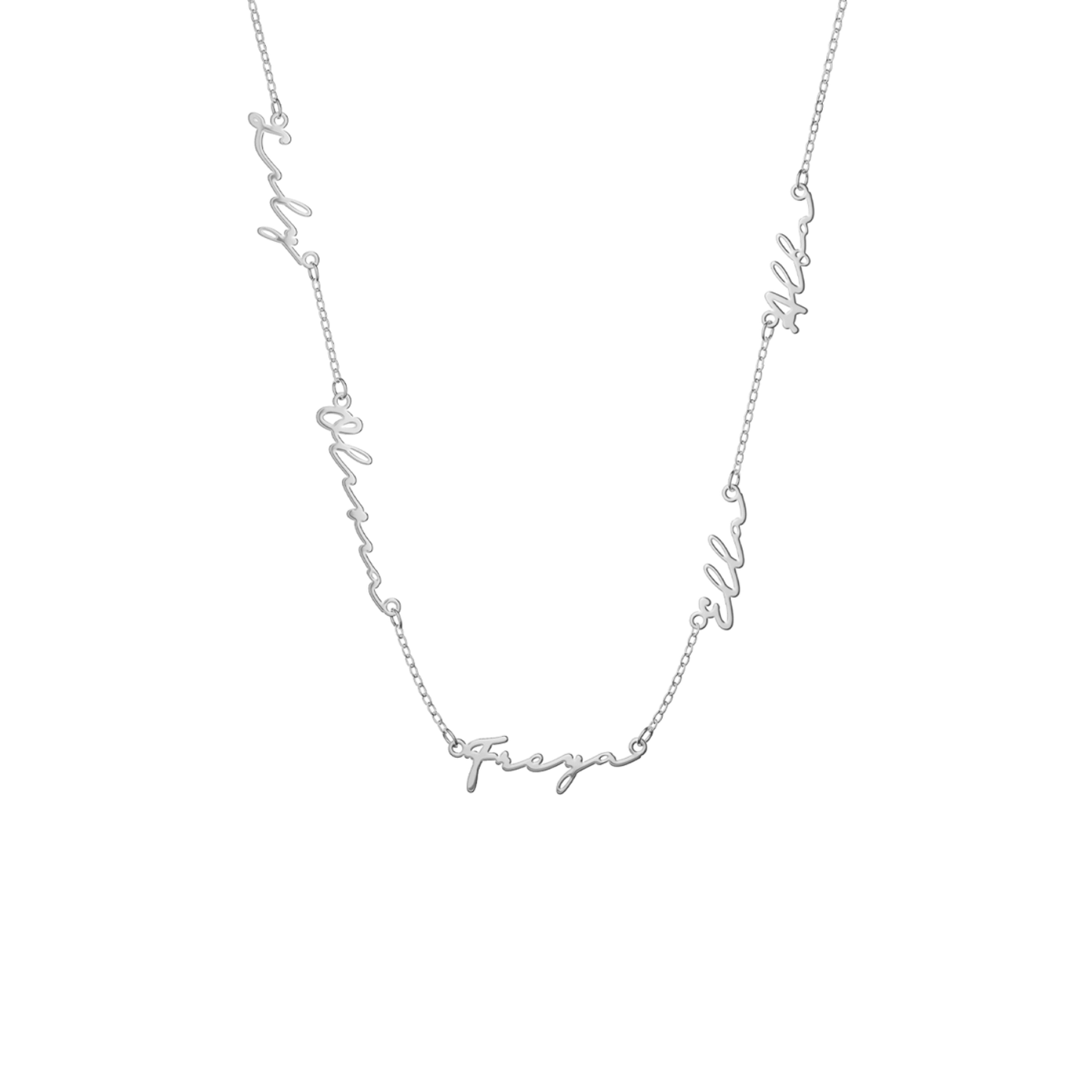 Fine Multi Signature Name Necklace (Silver)