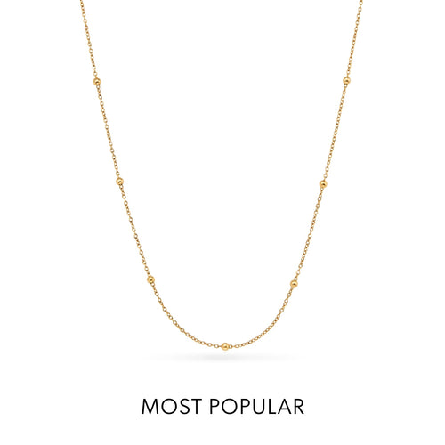 Layering Sphere Chain Necklace 16-18 in (Gold)