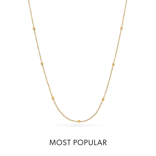 Layering Sphere Chain Necklace 16-18 in (Gold)
