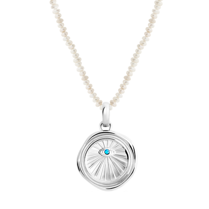 Layering Mini Pearl Beaded Chain Necklace (Silver)