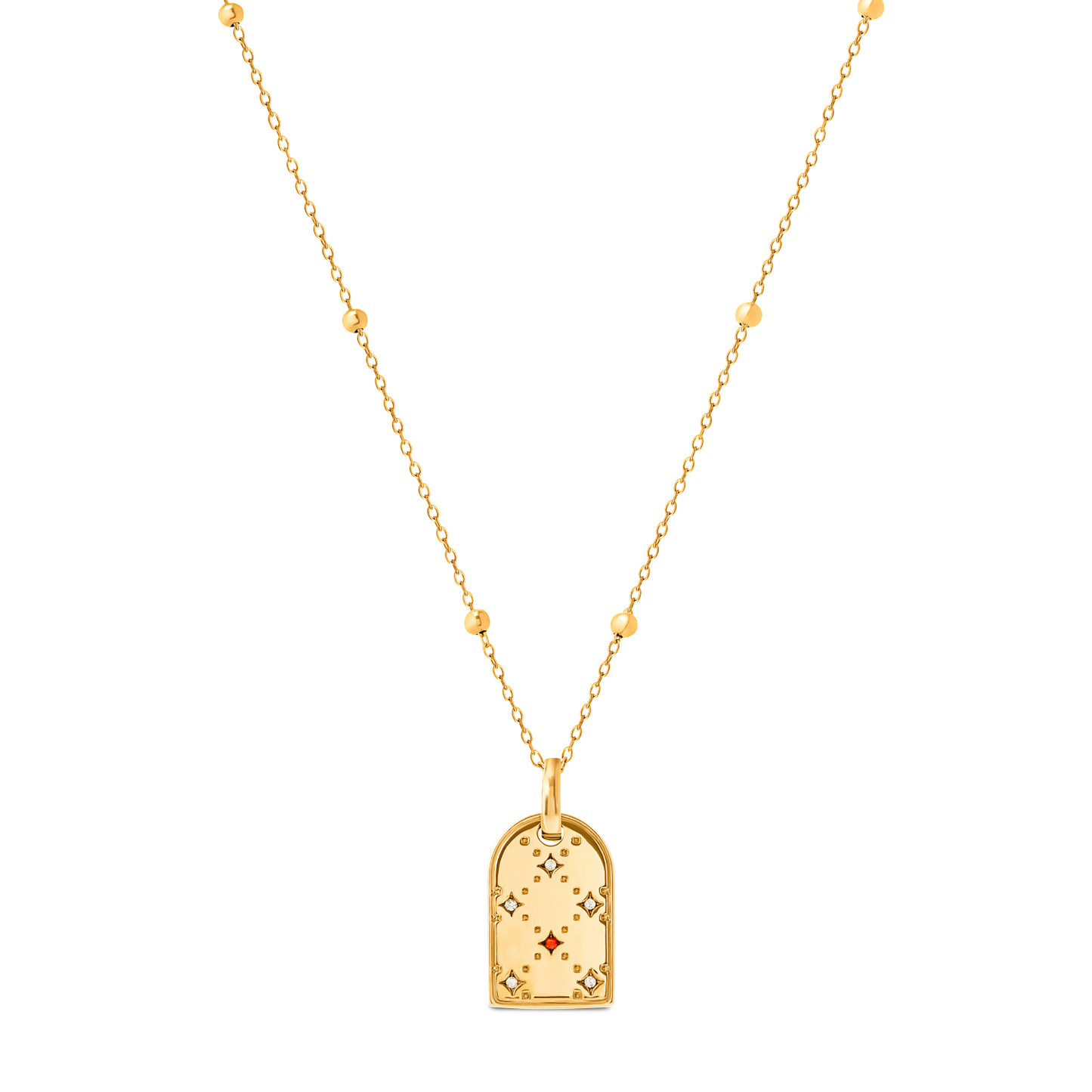 Mini Monogram Birthstone Tag Necklace (Gold)