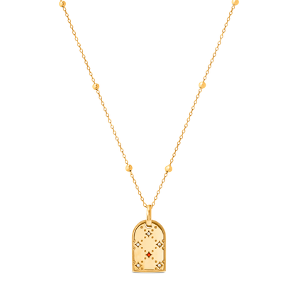Mini Monogram Birthstone Tag Necklace (Gold)