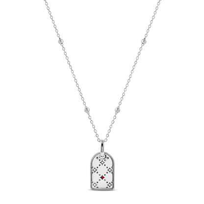 Mini Monogram Birthstone Tag Necklace (Silver)