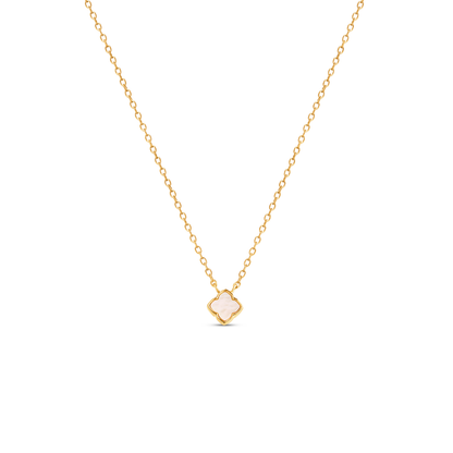 Fine Mini Pearl Clover Necklace (Gold)