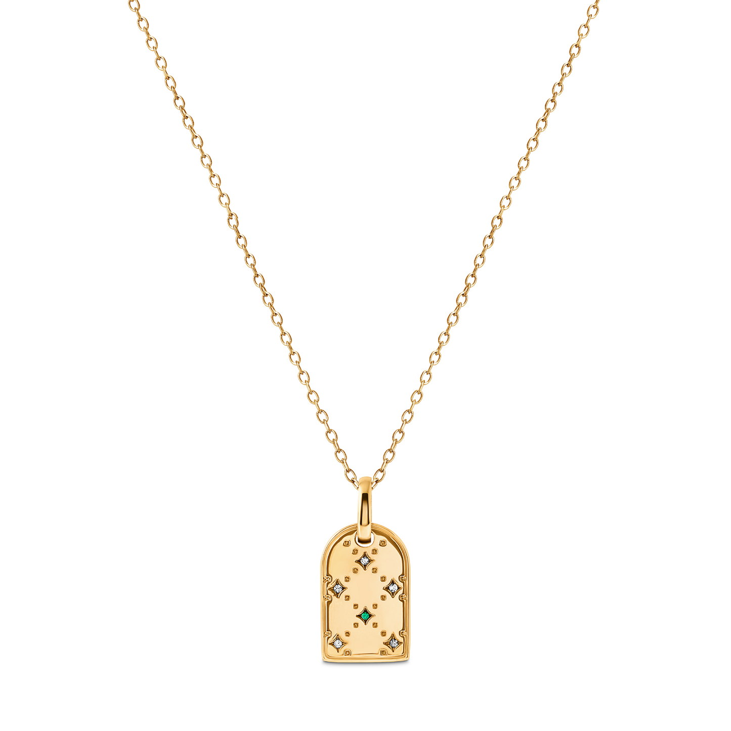Mini Monogram Birthstone Tag Necklace (Gold)