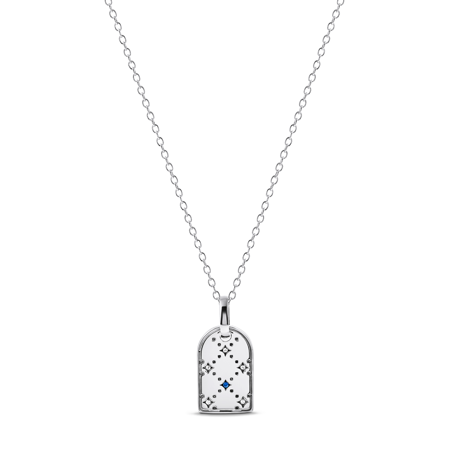 Mini Monogram Birthstone Tag Necklace (Silver)