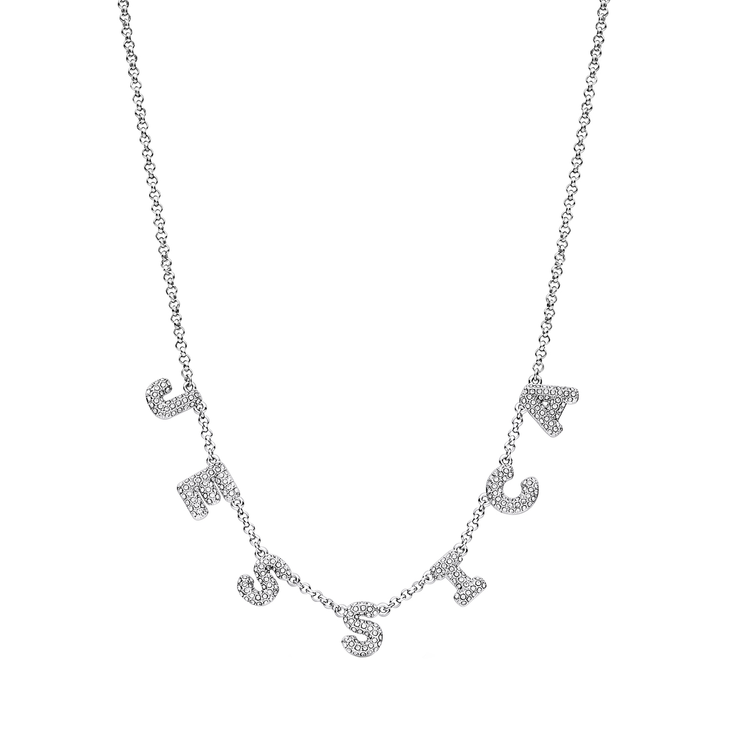 Spotlight Pave Bubble Name Necklace (Silver)