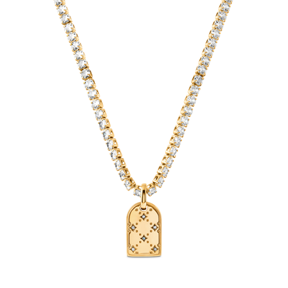 Mini Monogram Birthstone Tag Necklace (Gold)