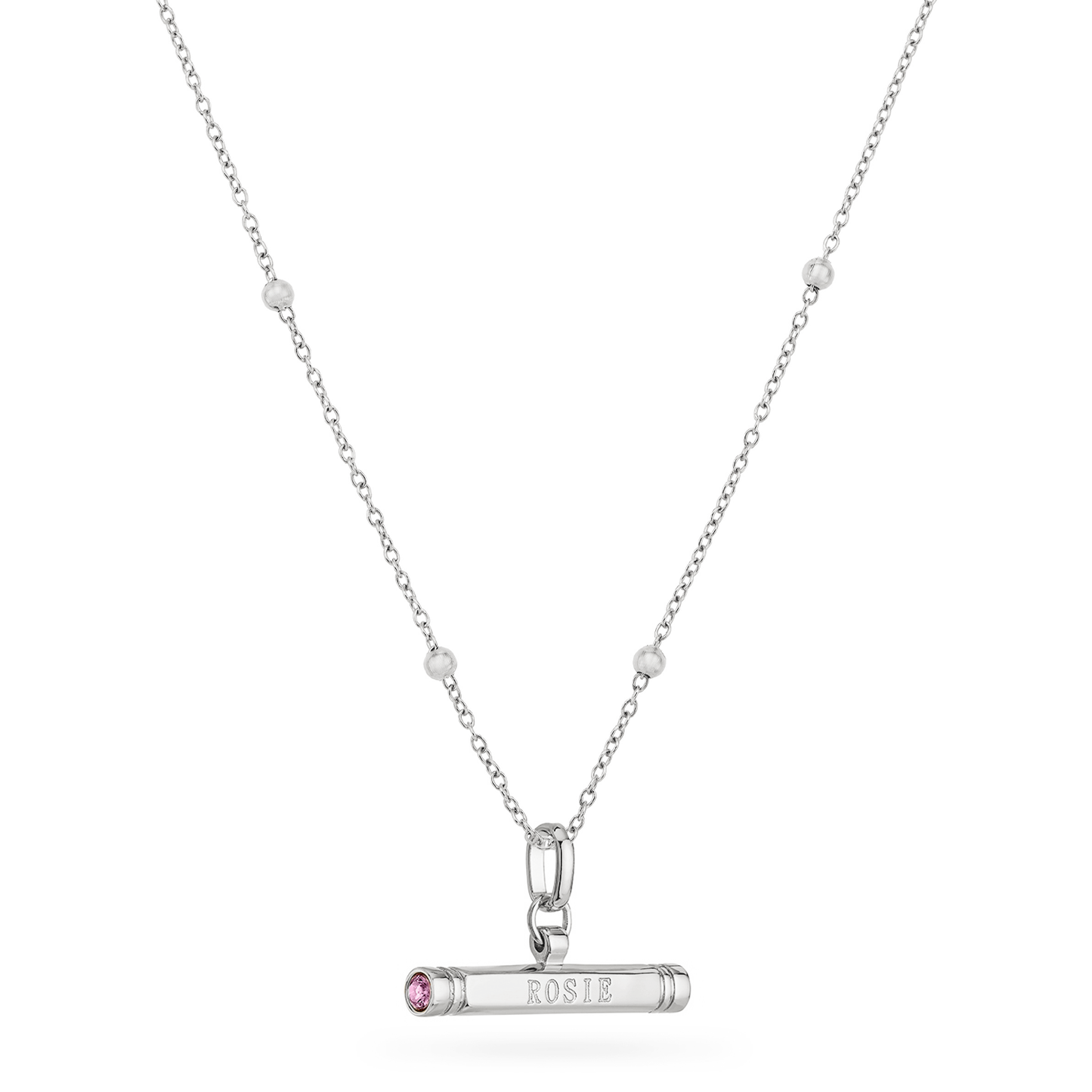 Custom Stamped T-Bar Necklace (Silver)
