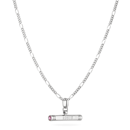 Custom Stamped T-Bar Necklace (Silver)