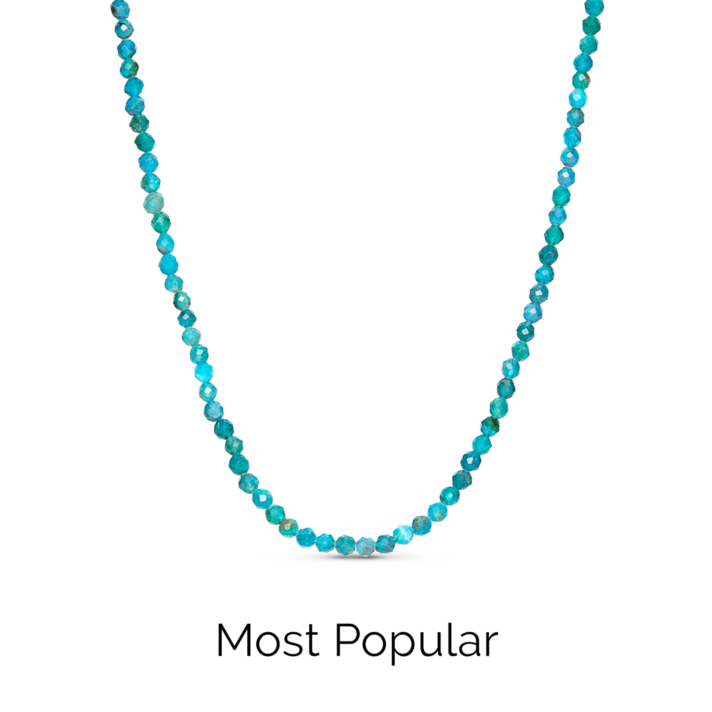 Layering Blue Apatite Beaded Necklace (Silver)