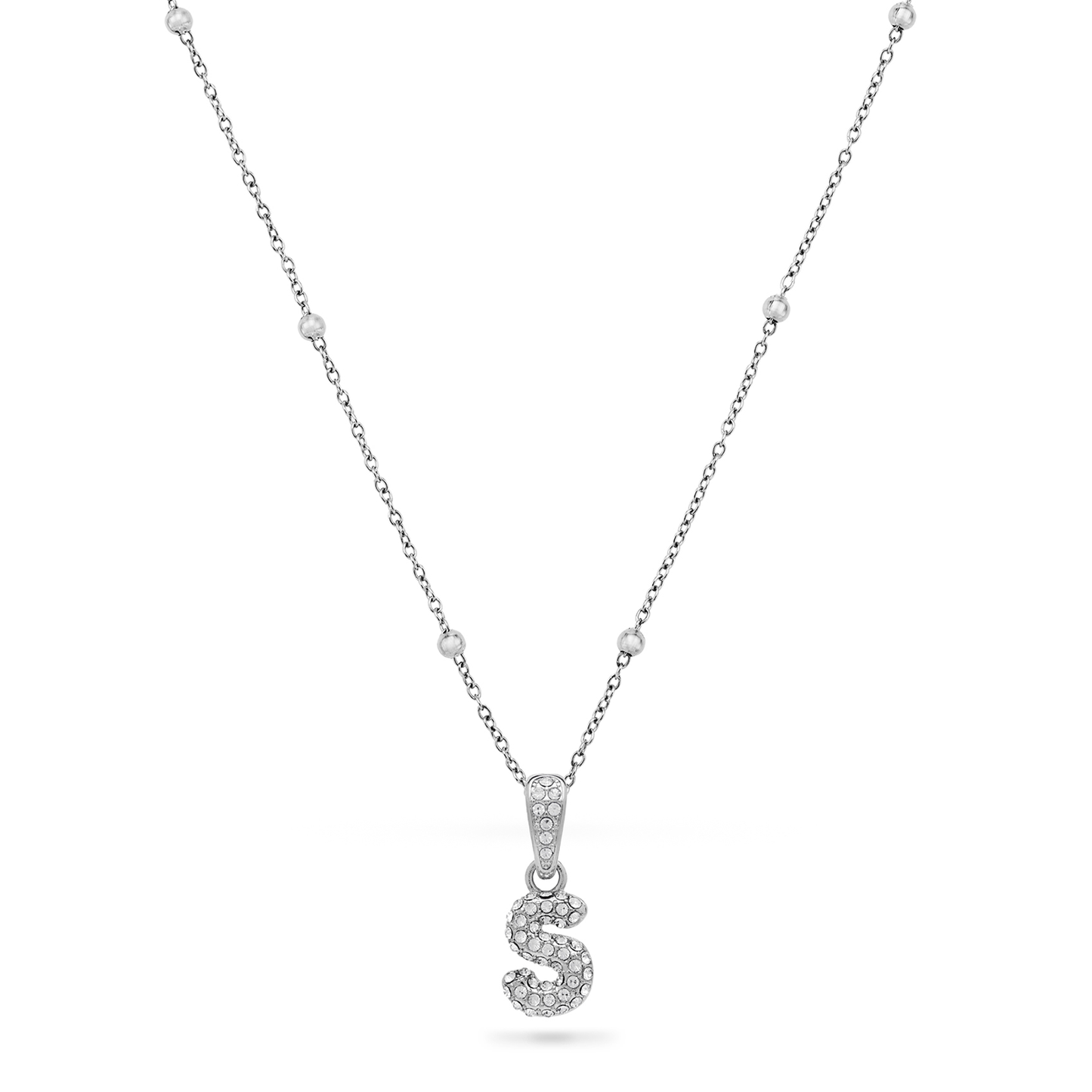 Bubble Initial Necklace - Silver