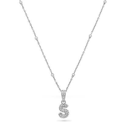 Bubble Initial Necklace - Silver