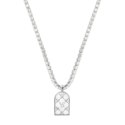 Double Monogram Necklace (Silver)