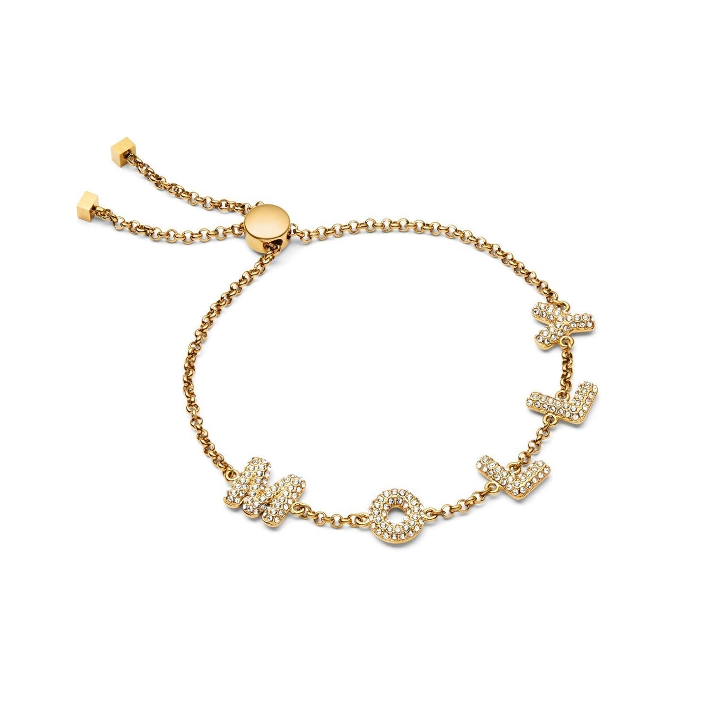 Spotlight Pave Bubble Name Bracelet (Gold)