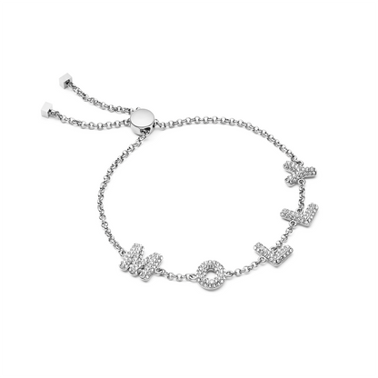 Spotlight Pave Bubble Name Bracelet (Silver)