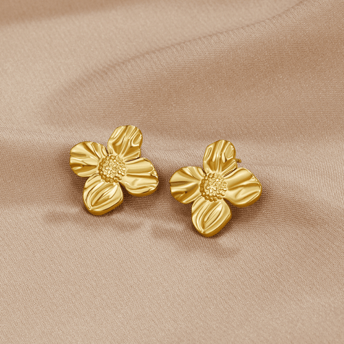 18K Gold Flower Earrings