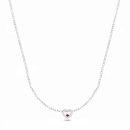 Floating Birthstone Multi Heart Necklace (Silver)