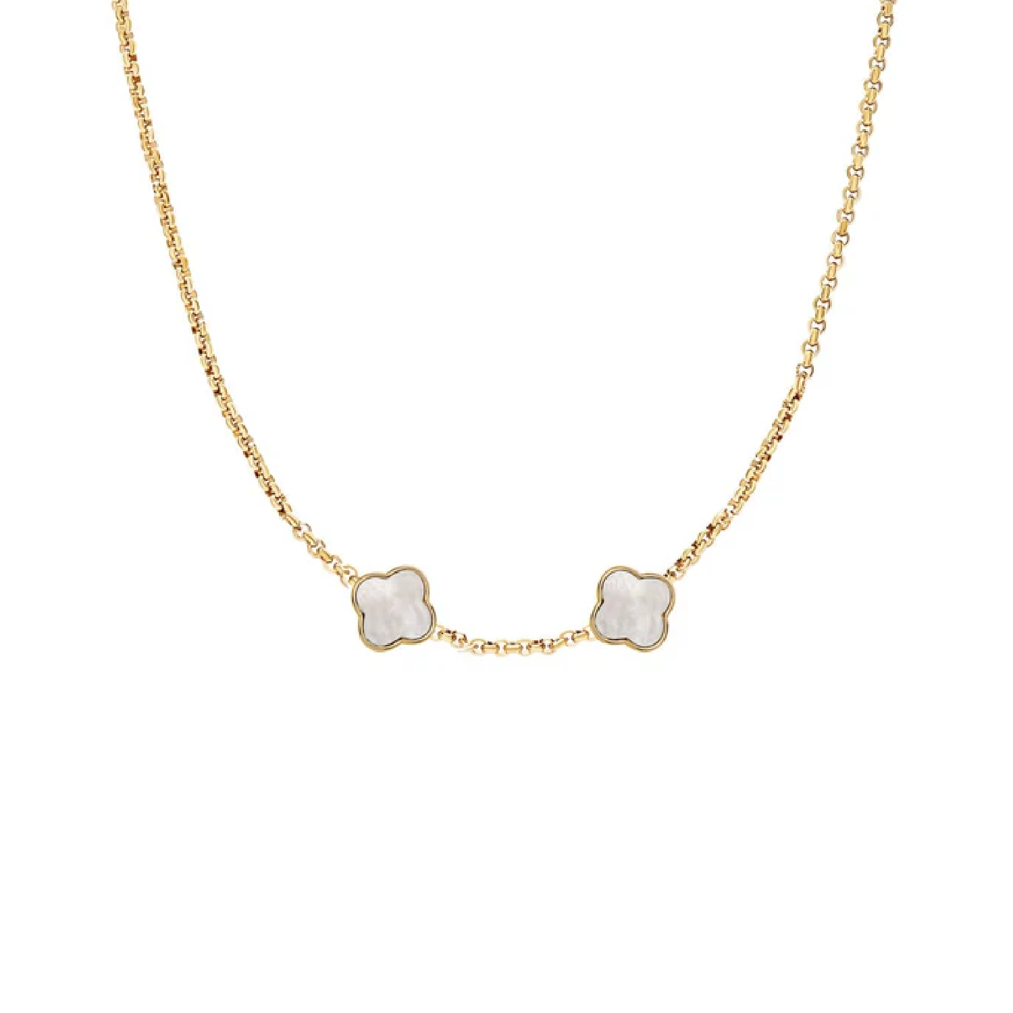 Pearl Clover Custom Name Necklace (Gold)