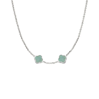Amazonite Clover Custom Name Necklace (Silver)